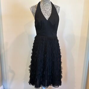 White House Black Market Silk Flutter Feather Halter Dress Size 6
